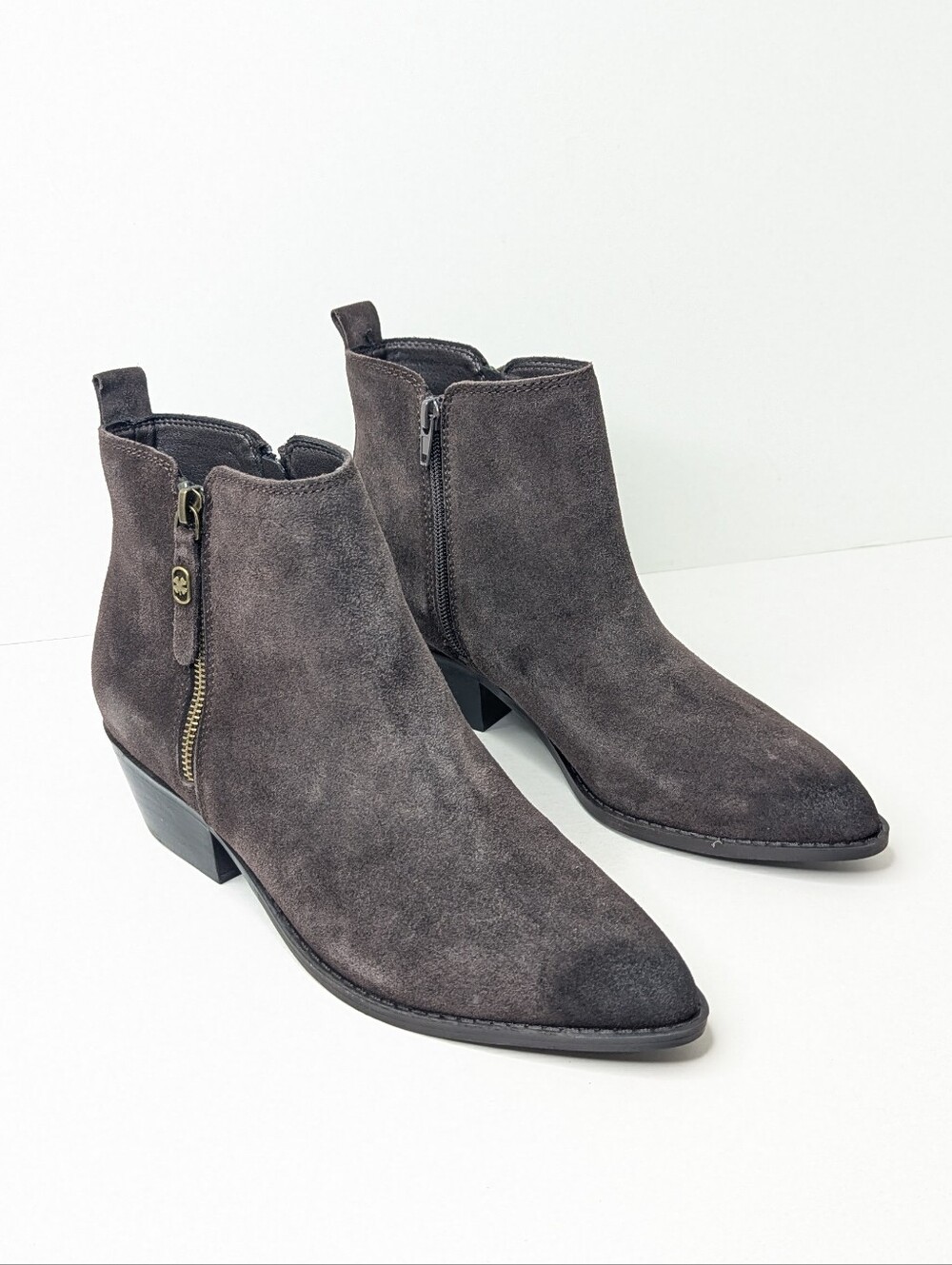 Lucky Brand Anurla Ankle Booties Chocolate Leather Women's 9